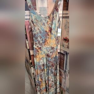 Nine West Blue and Orange Floral Maxi Skirt